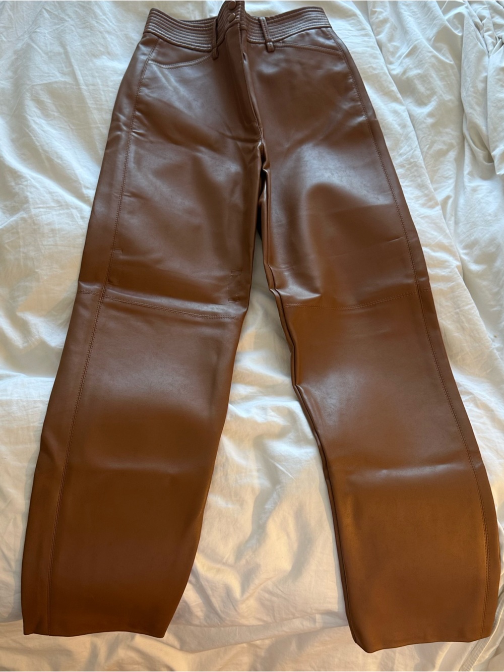 Wilfred Chestnut Quilted Faux Leather Leggings